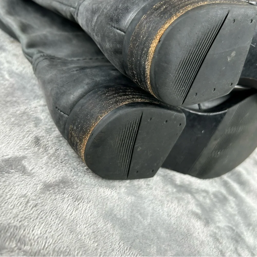 J Crew Leather Riding Boots Knee High Womens‎ 7 Charcoal Gray Soft Leather Italy